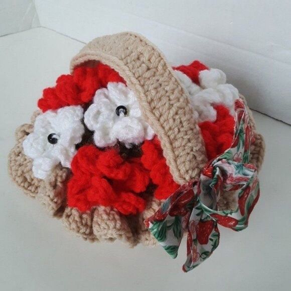 Flower in Basket Crochet Stitches Vintage Decor - Picture 2 of 12